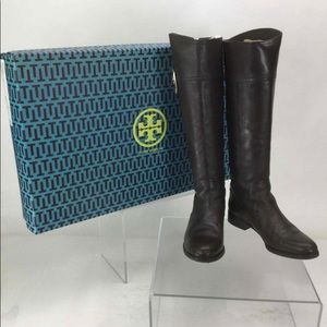 XMAS Discount! Tory Burch Coco Brown Leather Lawrie 30mm Riding Boots, Size 7.5
